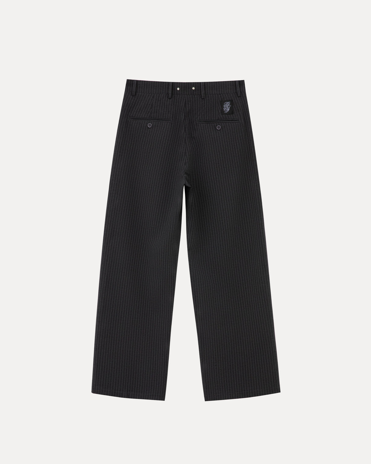 Wide Leg Trousers - Grey Pinstripe