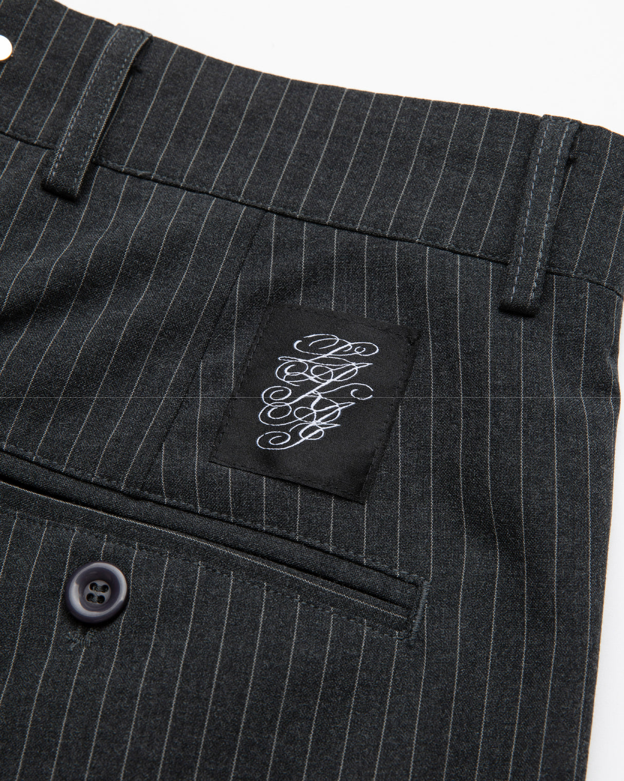 Wide Leg Trousers - Grey Pinstripe