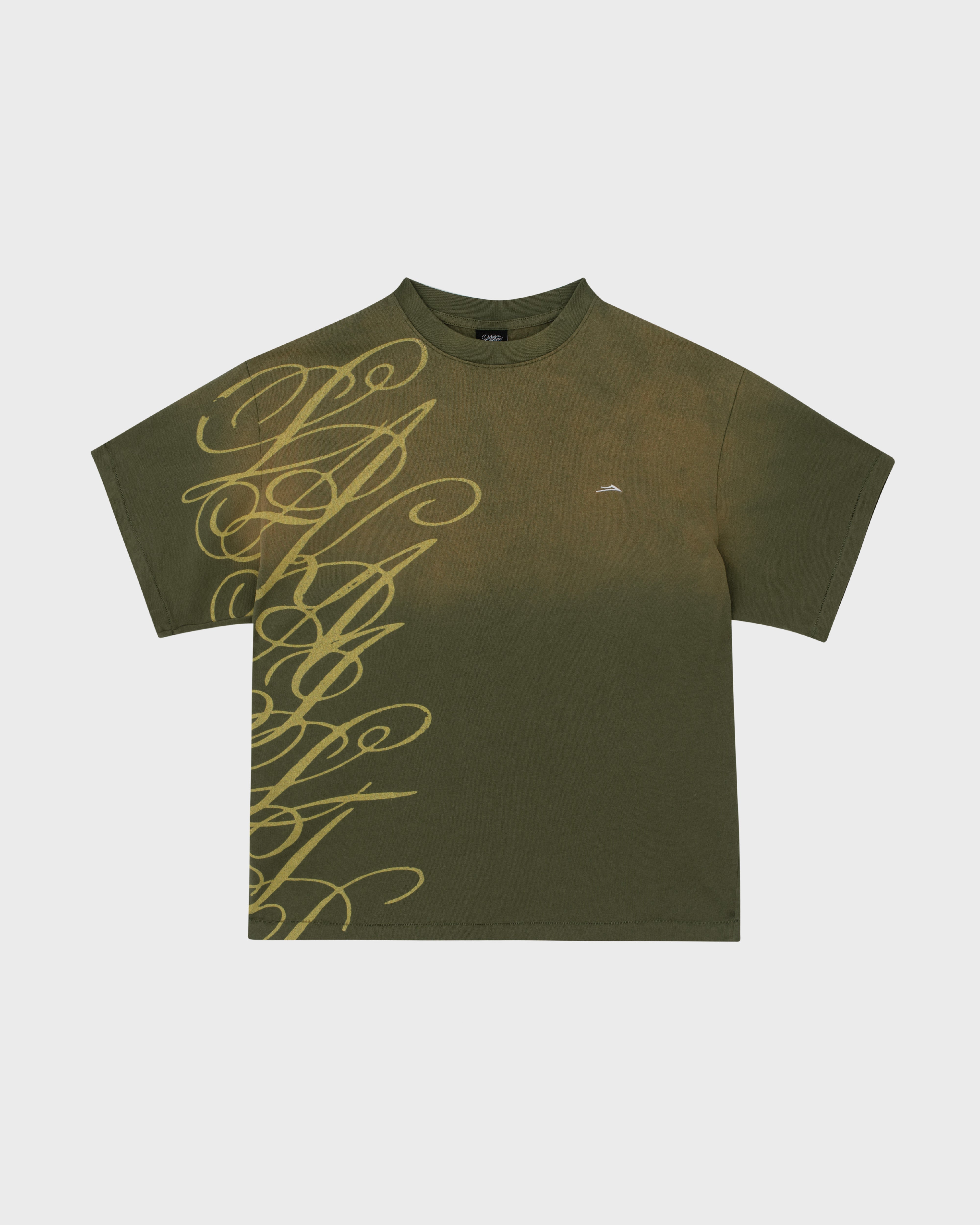 Tee★Suuオリーブ38 Boxy Tee Signature Print - Sunfaded Green
