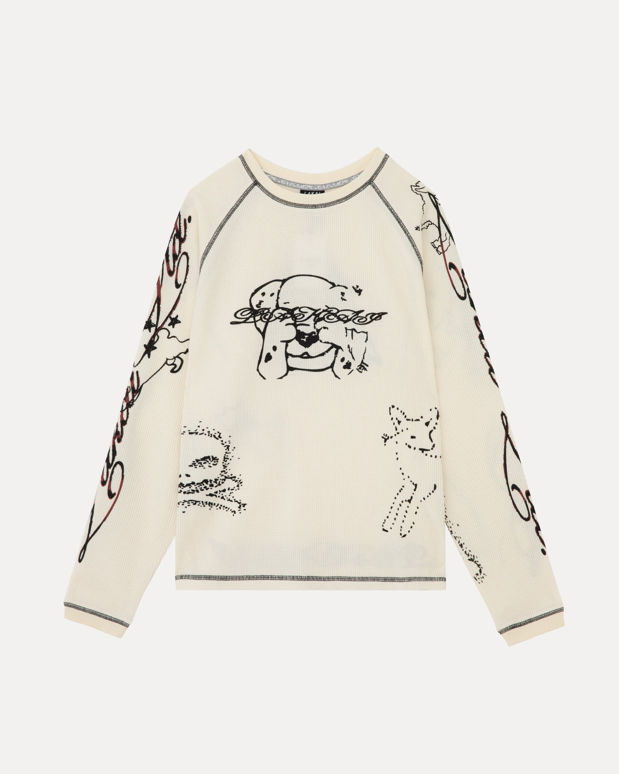 Longsleeve Raglan Waffle Shirt - Natural