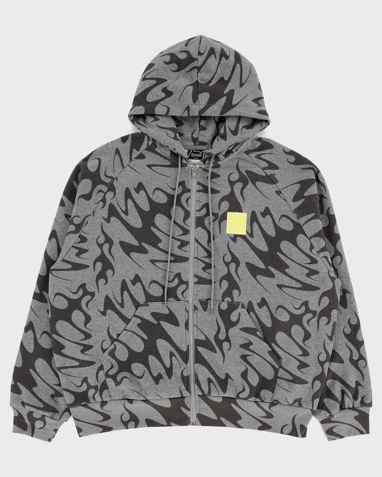 LAKAI X RIPNDIP Black Flame Zipper Hoodie - Grey