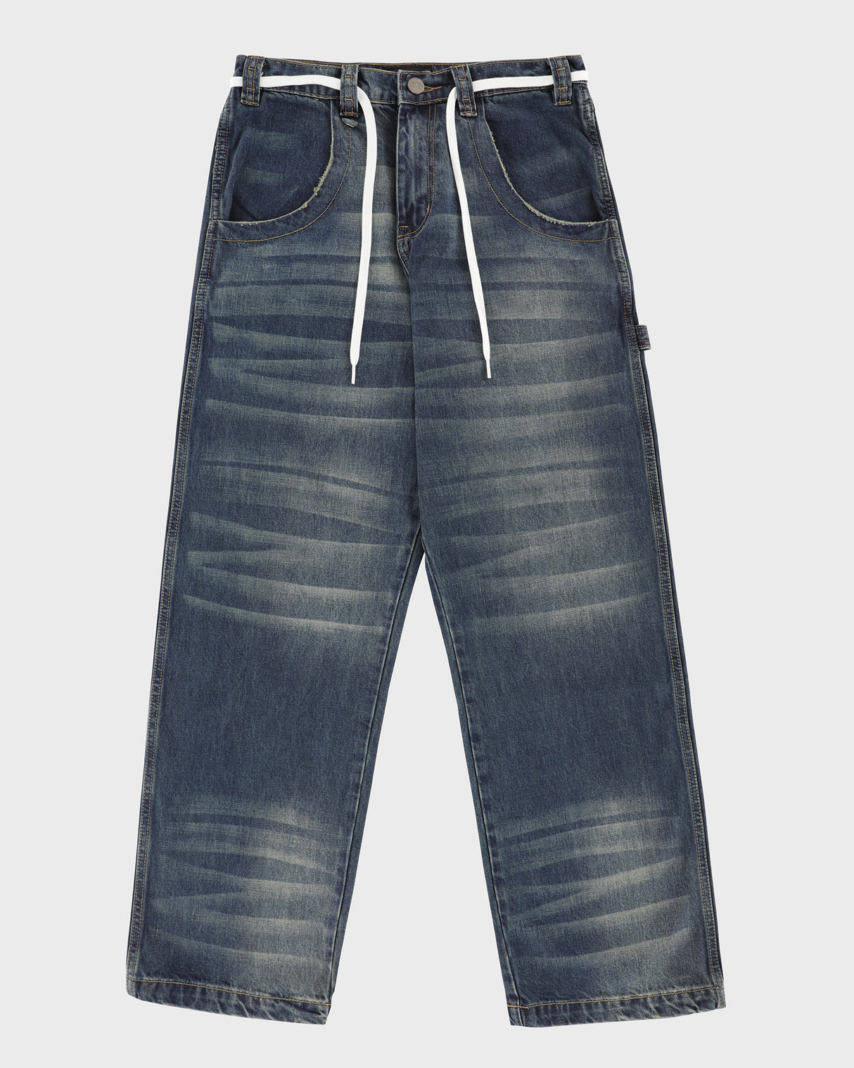 Vintage Washed Wide Leg Denims - Blue
