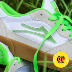 Cambridge- White/UV Green Suede
