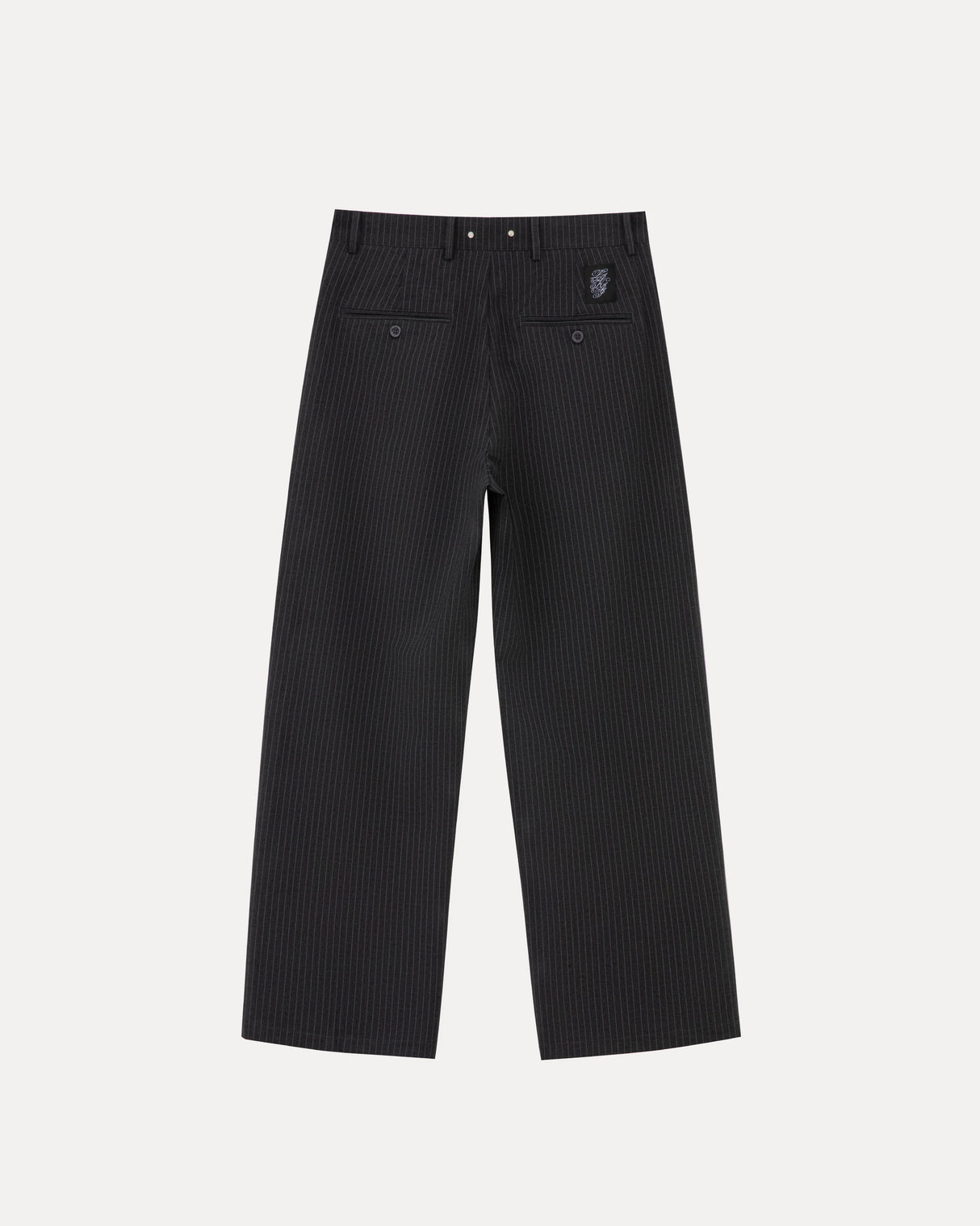 Wide Leg Trousers - Grey Pinstripe