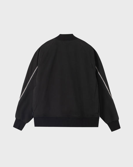 Slashed Zip Bomber Jacket - Black