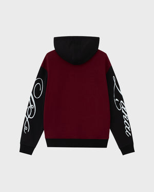Two Tone Zip Up Hoodie - Red Dahlia / Pirate Black