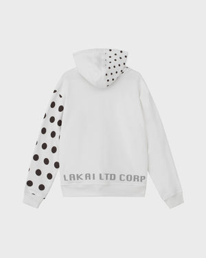 Polka Zip Up Hoodie - White