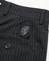 Wide Leg Trousers - Grey Pinstripe