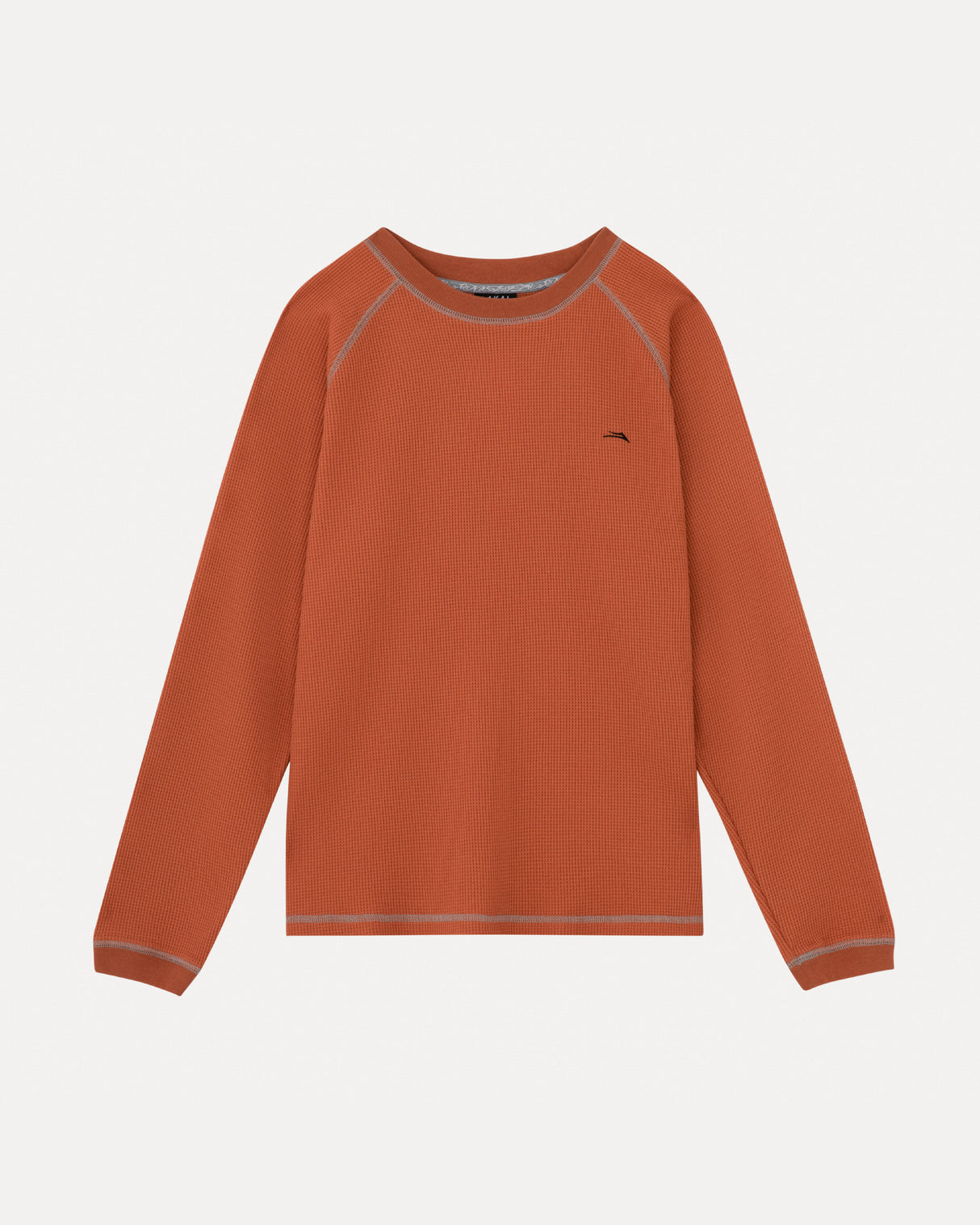 Longsleeve Raglan Waffle Shirt - Burnt Orange