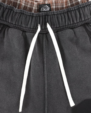 Double Waisted Sunfaded Sweatpants - Black