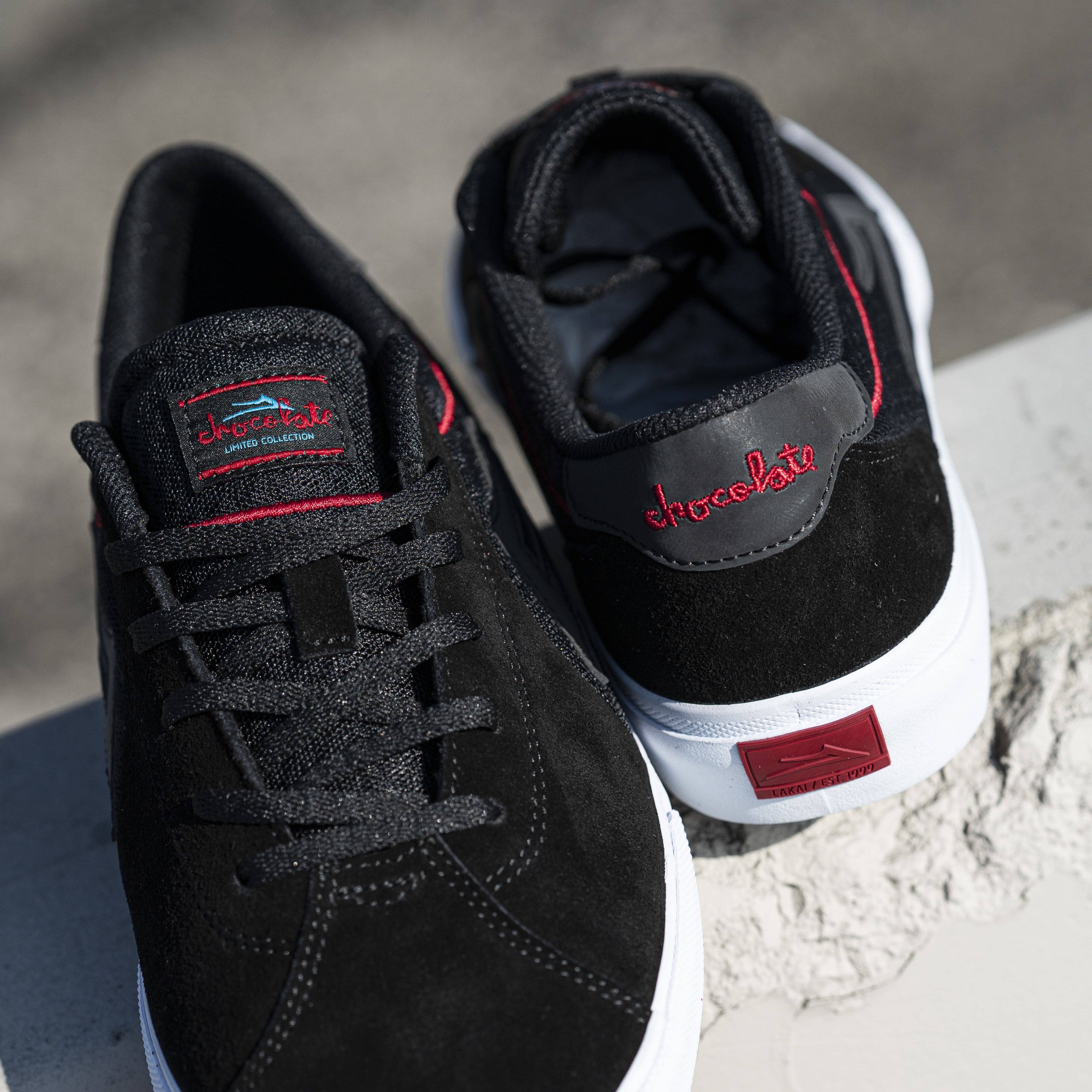 Flaco 2 Black Red Suede Mens Shoes Skate Vulcanized Lakai