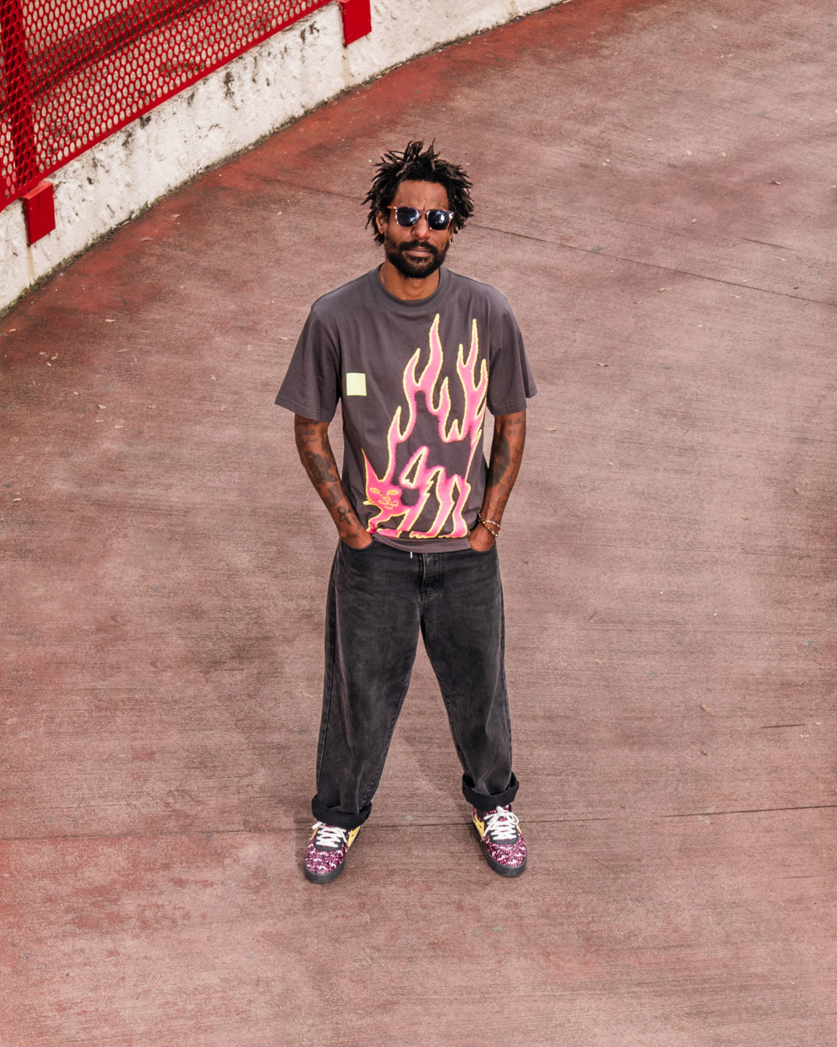 LAKAI x RIPNDIP - Pink Flame SS Tee - Gray Pink